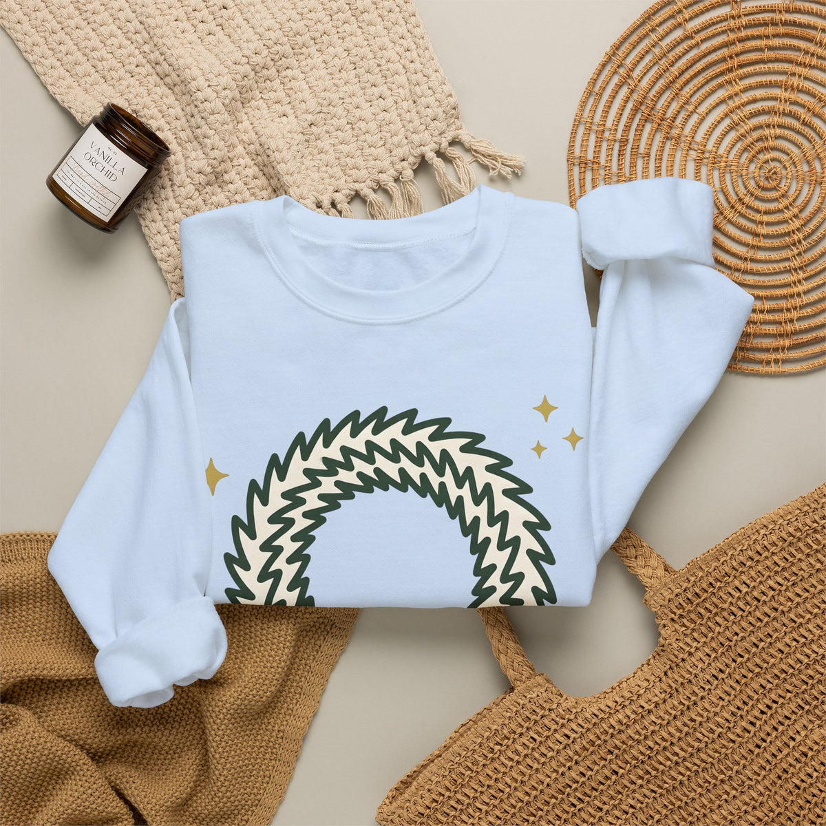 Holiday Wreath Sweatshirt Christmas Seasonal Gift Women Simple Sweatshirt Wreath Sweatshirt Xmas Fan Minimalist Sweatshirt Seasonal Graphic Sketch Red Ribbon