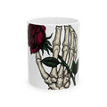 Skeleton Hand Mug Halloween Gothic Gift Women Tattoo Mug Bony Finger Mug Horror Fan Ink Mug Dark Graphic Vintage Rose Mug