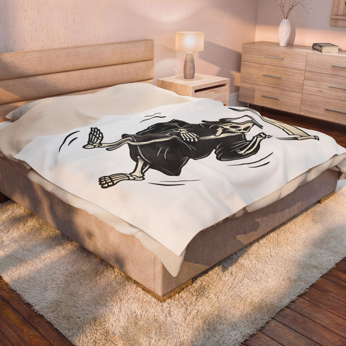 Reaper Skull Blanket Halloween Cranium Gift Women Animated Blanket Grim Reaper Blanket Horror Fan Death Skull Graphic Blanket Old School Sickle