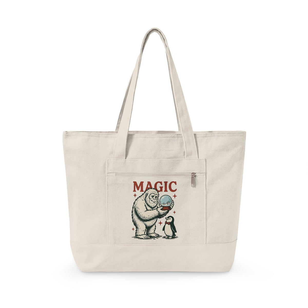 Sasquatch Penguin Tote Bag Christmas Frost Gift Women Antique Tote Bag Bigfoot Tote Bag Xmas Fan Vintage Tote Bag Frosty Graphic Throwback Snow Ball