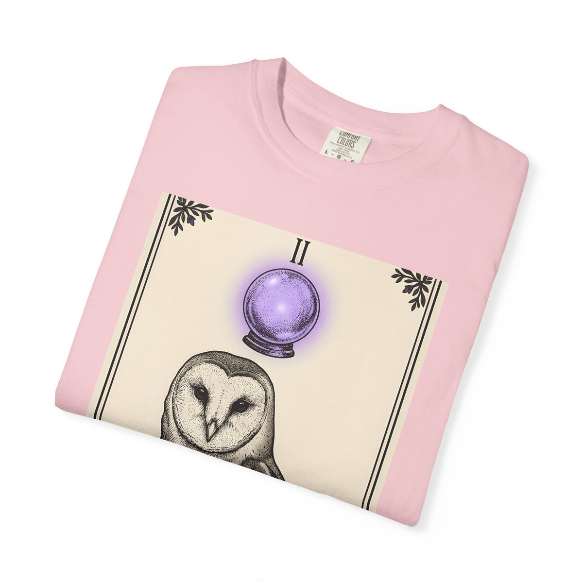 Barn Owl T-Shirt Boho Chic Magic Gift Women Oracle T-Shirt Owl T-Shirt Bohemian Fan Mystic T-Shirt Magical Graphic Hand Drawn Glass Sphere T-Shirt