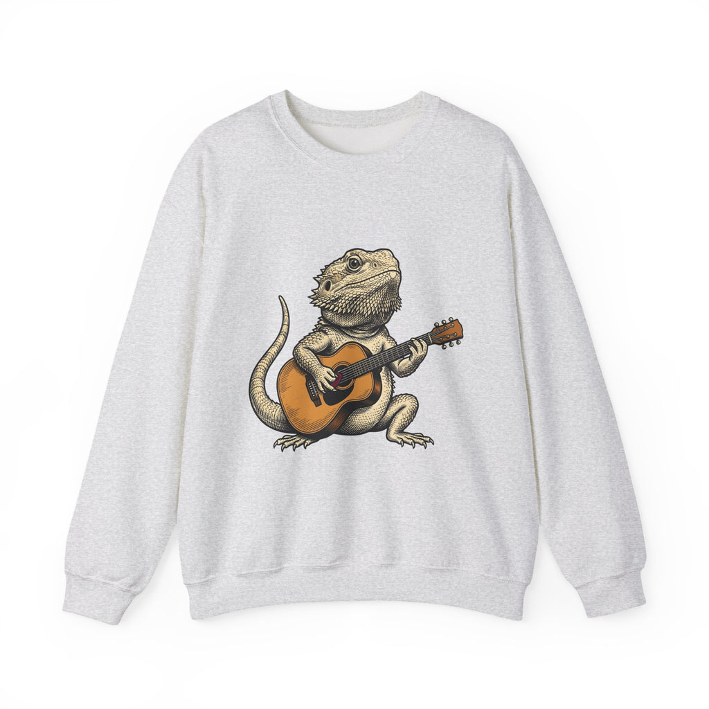 Bearded Lizard Guitar Sweatshirt Boho Chic Gear Gift Women Cartoon Sweatshirt Bearded Dragon Sweatshirt Bohemian Fan Comic Sweatshirt Equipment Graphic Hand