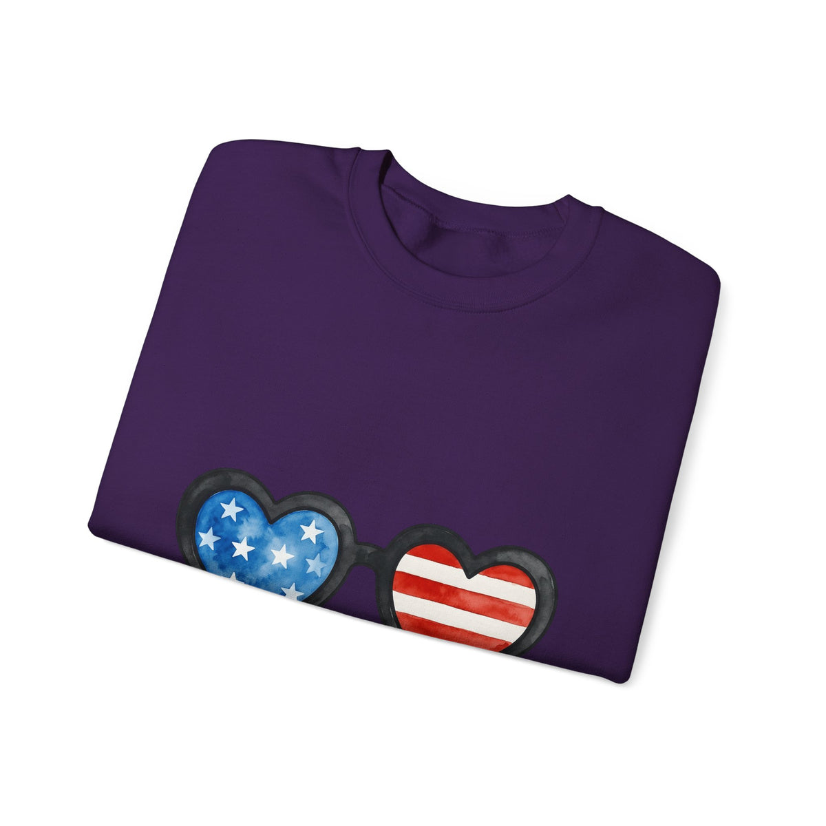 Heart Sunglasses Sweatshirt 4th Of July Patriotic Gift Women Watercolor Sweatshirt Shades Sweatshirt Independence Day Fan Painted Sweatshirt American Graphic