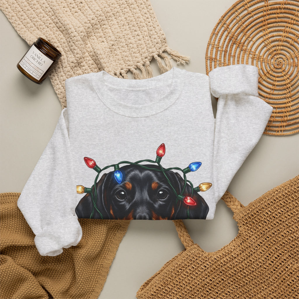 Dachshund Dog Sweatshirt Dog Holiday Gift Women Realistic Sweatshirt Wiener Dog Sweatshirt Dog Fan Photorealistic Sweatshirt Christmas Graphic Hand Drawn
