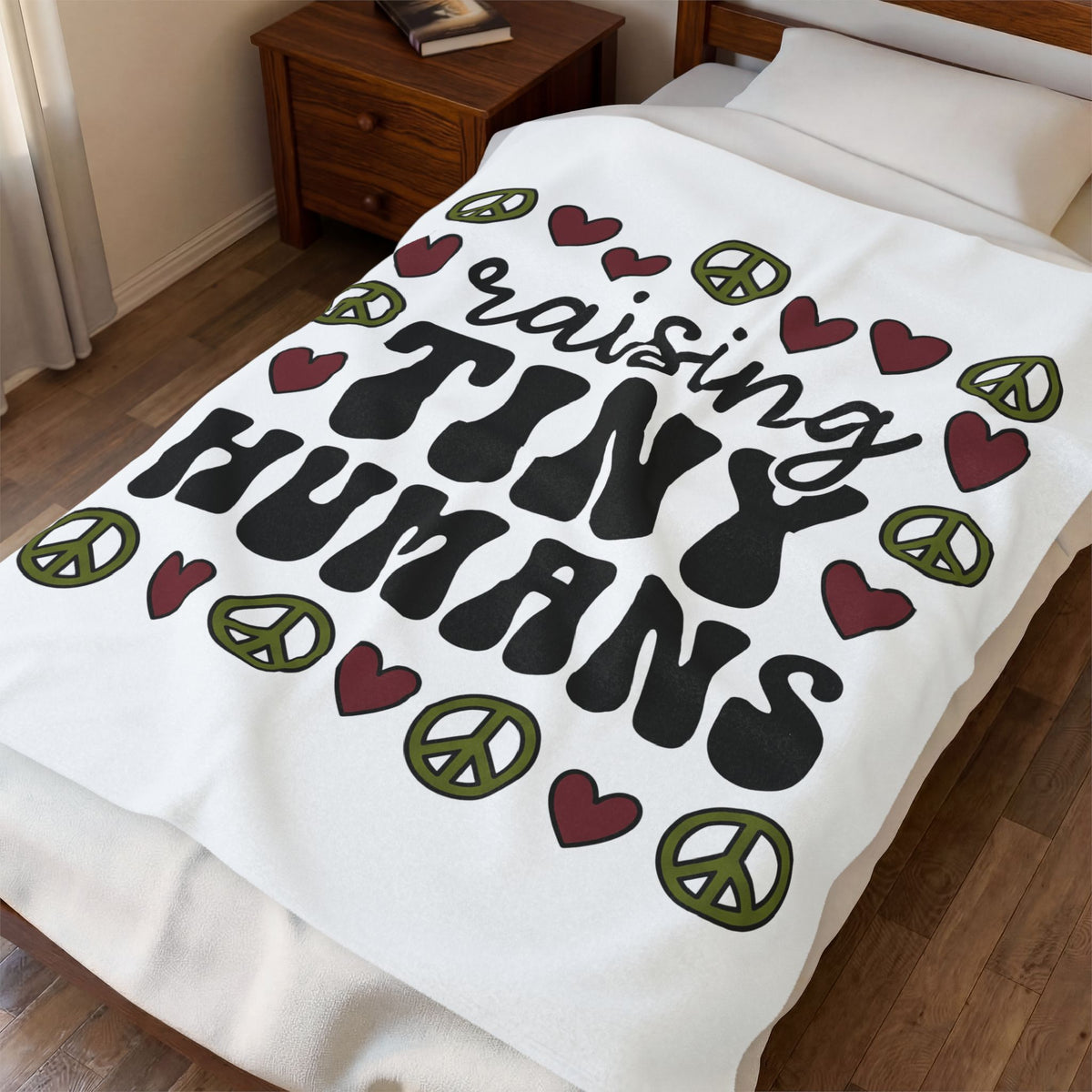 Peace Heart Motif Blanket Moms Relatives Gift Women Folk Blanket Harmony T