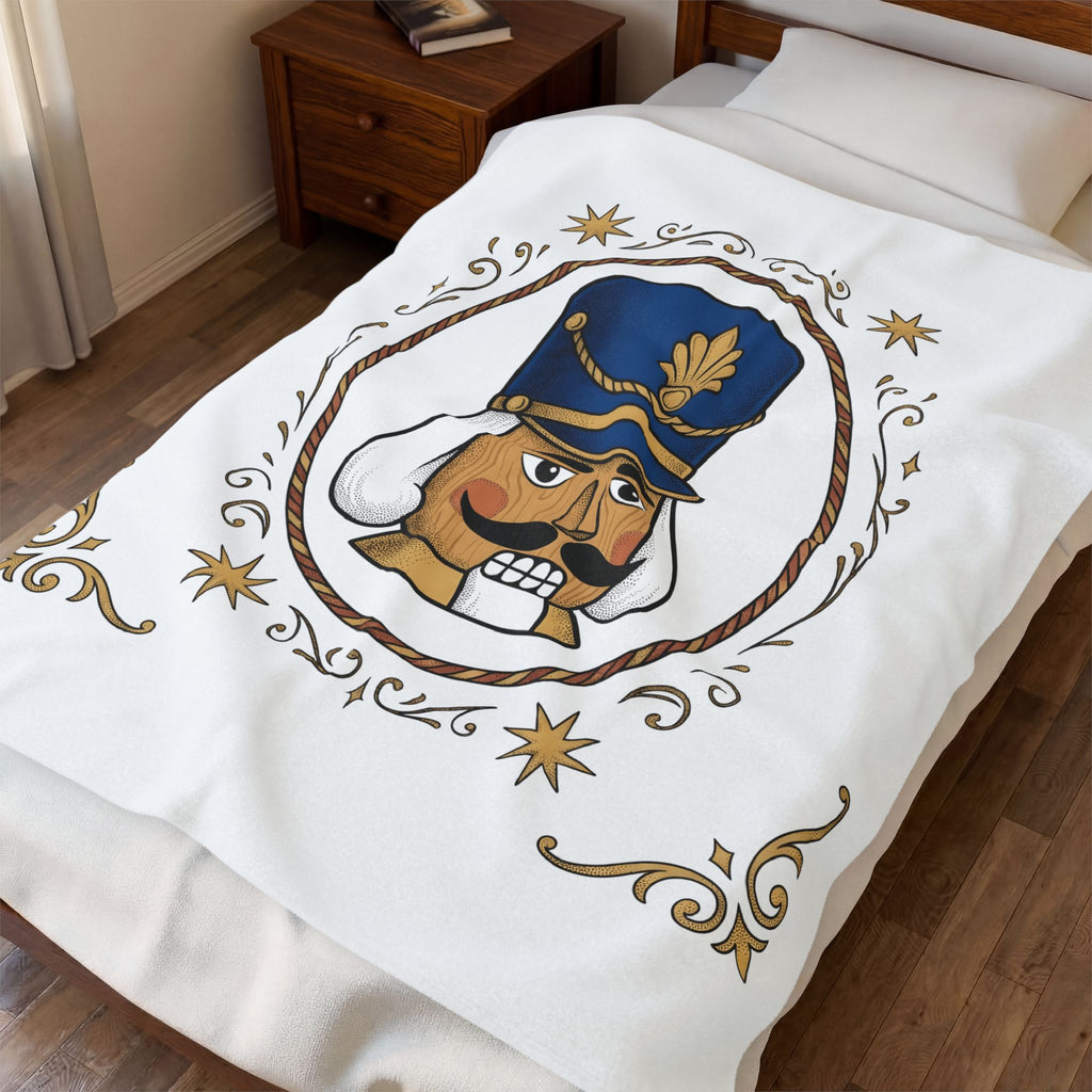 Nutcracker Mask Blanket Christmas Celebration Gift Women Antique Blanket Nutcracker Blanket Xmas Fan Vintage Blanket Party Graphic Doodle Sparkle