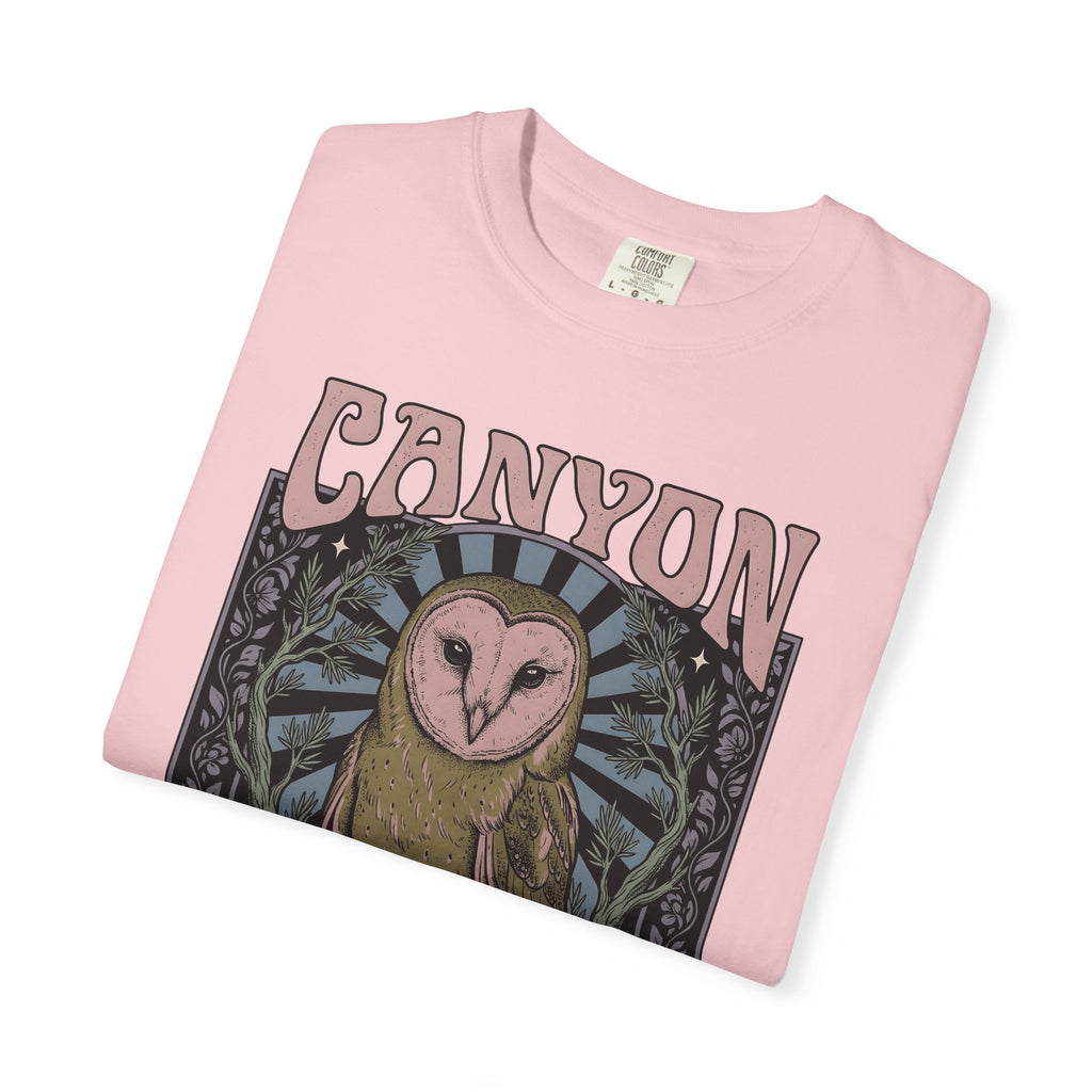 Barn Owl Boho Chic Fauna Gift Hand Drawn Owl Bohemian Fan Illustrated Colorful Blossom T-Shirt