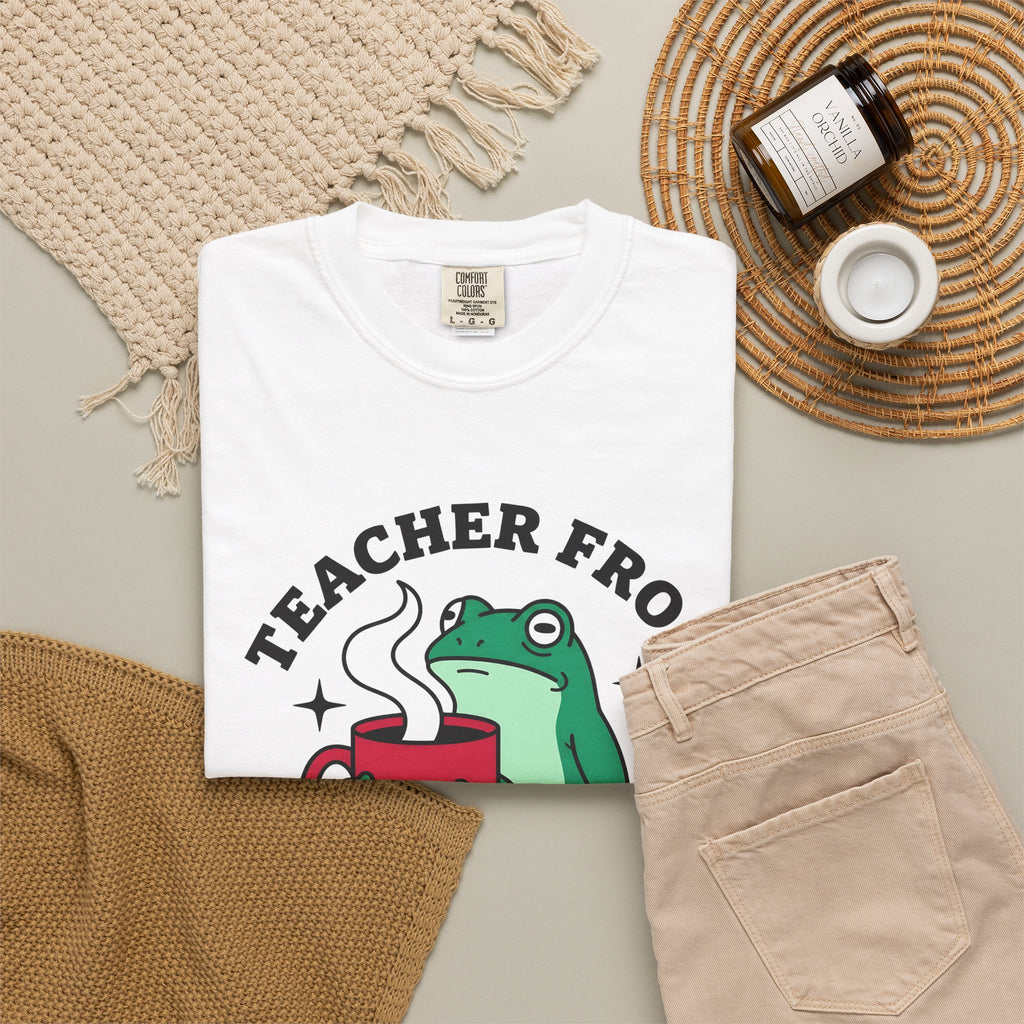 Frog Coffee Cup T-Shirt Teachers Latte Gift Women Kawaii T-Shirt Coffee T-Shirt T-Shirt Educator Enthusiast Coffee T-Shirt Cappuccino Graphic Classic