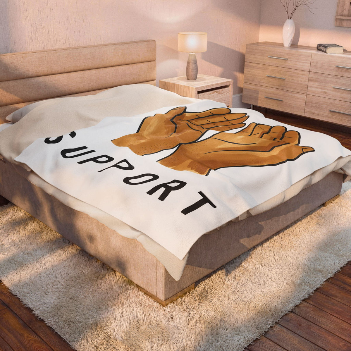 Open Palms Blanket Support Thanks Gift Women Sketch Blanket Hands Blanket Caregiver Enthusiast Drawing Illustration Gratitude Graphic Simple