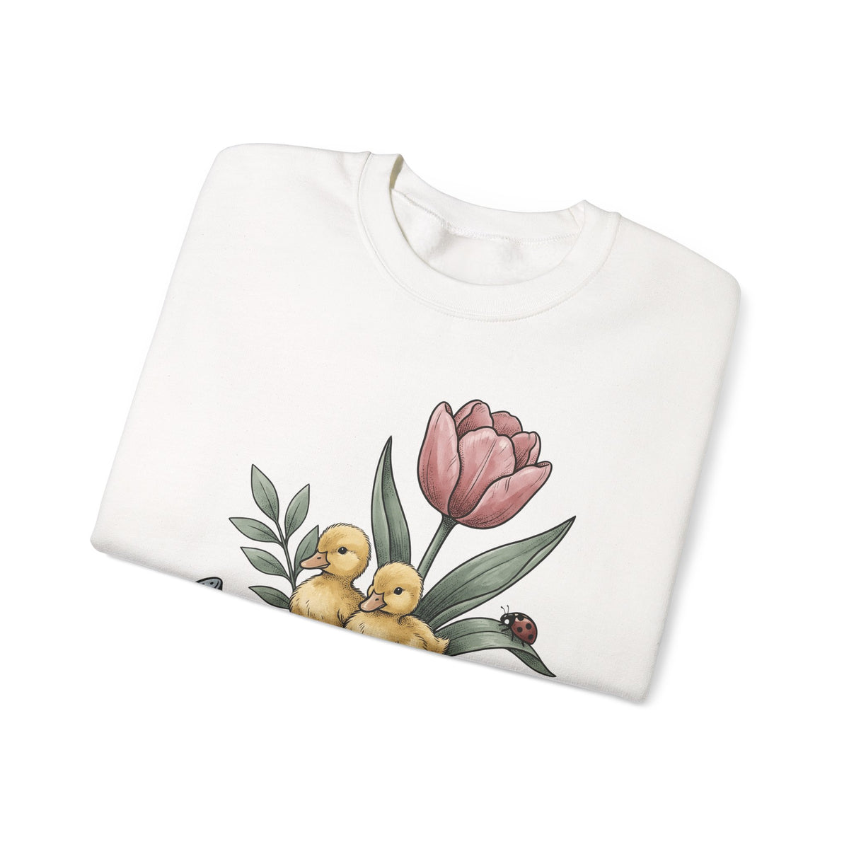 Baby Ducks Watering Pot Sweatshirt Easter Garden Gift Women Sketch Sweatshirt Duckling Sweatshirt Spring Fan Doodle Sweatshirt Gardening Graphic Retro Flower