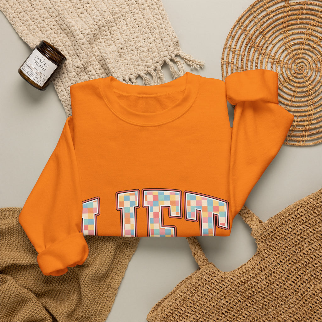 Chunky Block Text Sweatshirt Sports Workout Gift Women Neon Sweatshirt Typography Sweatshirt Athlete Enthusiast Glowing Sweatshirt Fitness Graphic Classic