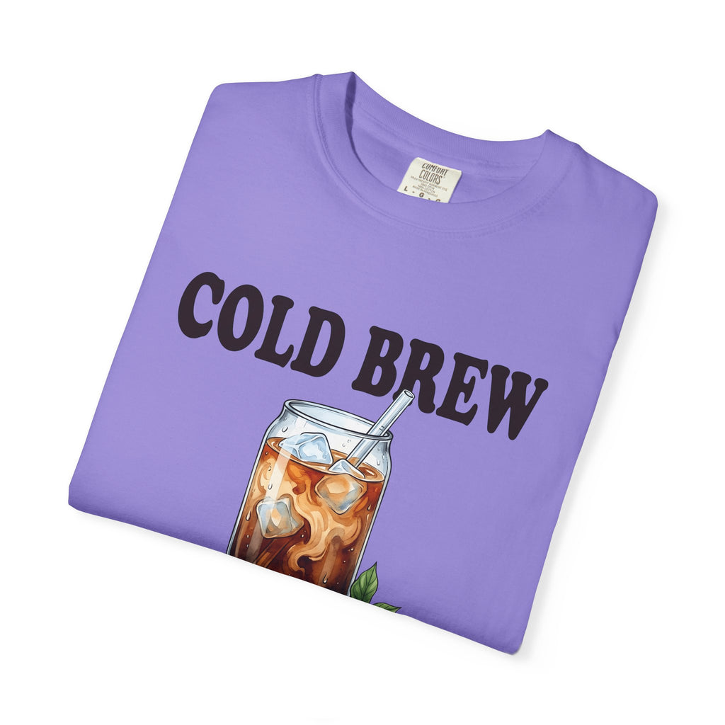 Cold Brew T-Shirt Coffee Gourmet Gift Women Hand Painted T-Shirt Cold Brew Coffee T-Shirt Coffee Fan Hand Drawn T-Shirt Gourmet Design Retro Coffee