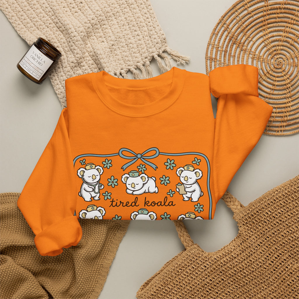 Medical Koala Sweatshirt Nurses Fauna Gift Women Sweet Sweatshirt Koala Sweatshirt Nurse Enthusiast Cute Sweatshirt Wildlife Graphic Doodle Florals Sweatshirt