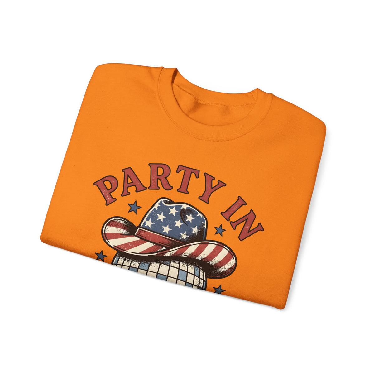 Disco Hat Cowboy Sweatshirt 4th Of July Flag Gift Women Distressed Sweatshirt Western Cowboy Sweatshirt Independence Day Fan Vintage Sweatshirt Patriotic