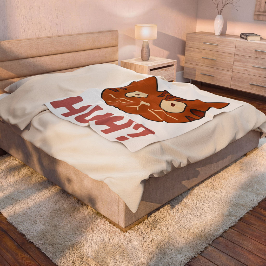 Cat Face Blanket Cat Humor Gift Women Cartoon Blanket Kitten Blanket Cat Fan Toon Blanket Funny Graphic Minimalist Wide Eyes Blanket