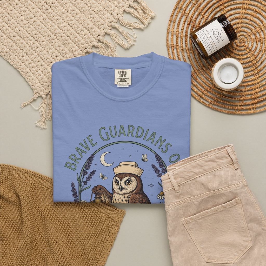 Nursing Owl T-Shirt Nurses Gratitude Gift Women Retro T-Shirt Owl T-Shirt Nurse Enthusiast Vintage T-Shirt Appreciation Graphic Sketch Torch T-Shirt