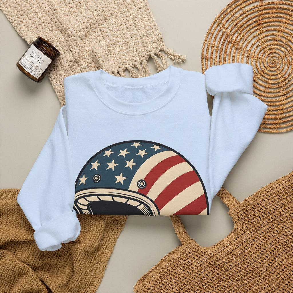 Us Flag Helmet Sweatshirt 4th Of July Liberty Gift Women Retro Sweatshirt Helmet Sweatshirt Patriot Fan Vintage Sweatshirt Retro Graphic Sweatshirt Vintage Star
