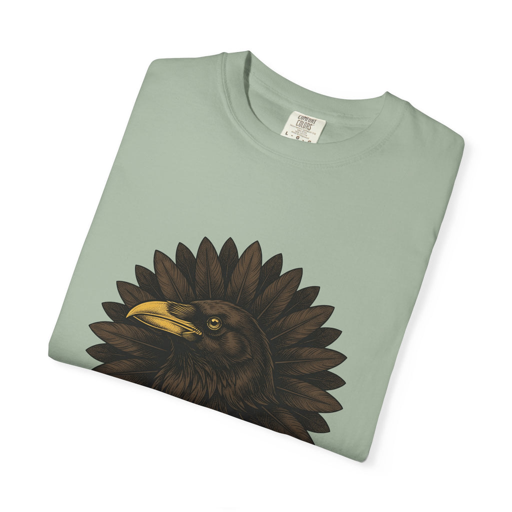 Corvid Flower T-Shirt Boho Chic Paranormal Gift Women Tribal T-Shirt Crow T-Shirt Bohemian Fan Ethnic T-Shirt Occult Graphic Antique Wing T-Shirt