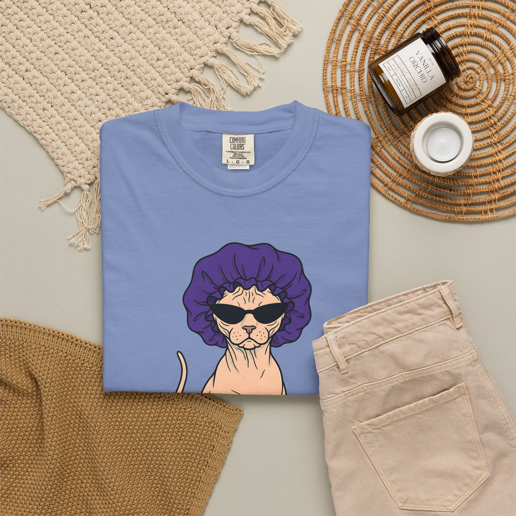 Hairless Cat T-Shirt Cat Creature Gift Women Illustration T-Shirt Sphynx T-Shirt Cat Fan Drawing T-Shirt Monster Graphic Classic Bunny Feet T-Shirt