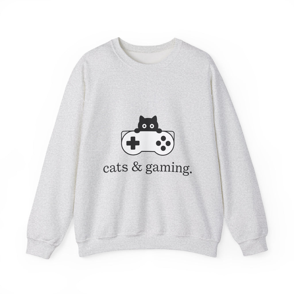 Cat Game Controller Sweatshirt Cat Gaming Gift Women Minimalist Sweatshirt Gamepad Sweatshirt Feline Fan Gamer Graphic Gamer Design Modern Video Game