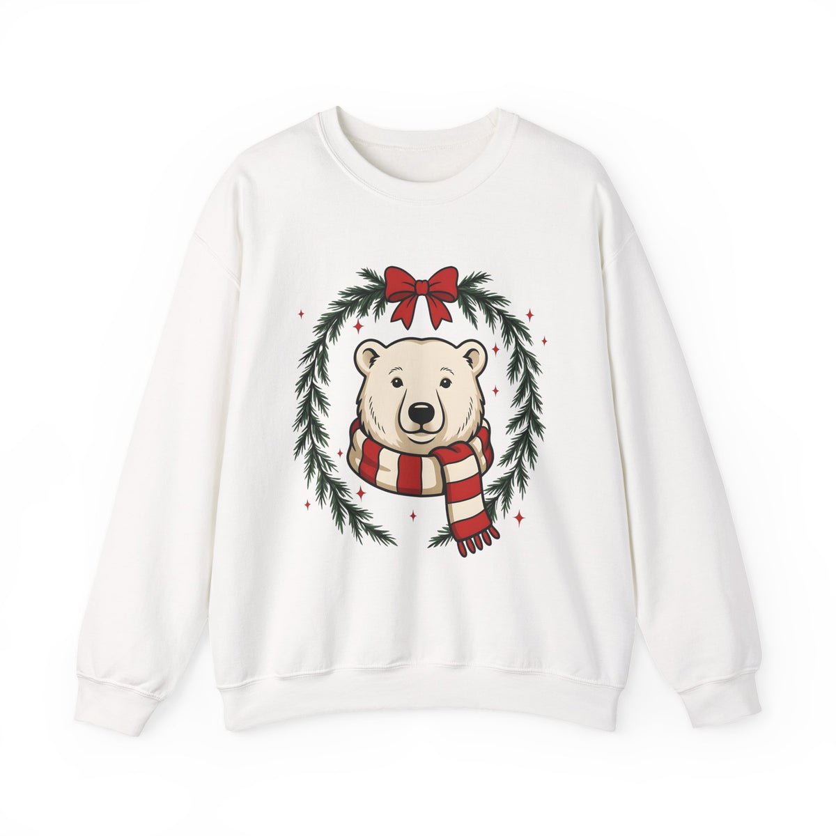 Arctic Bear Sweatshirt Christmas Wildlife Gift Women Comic Sweatshirt Polar Bear Sweatshirt Xmas Fan Cartoon Sweatshirt Animal Graphic Sketch Garland Sweatshirt