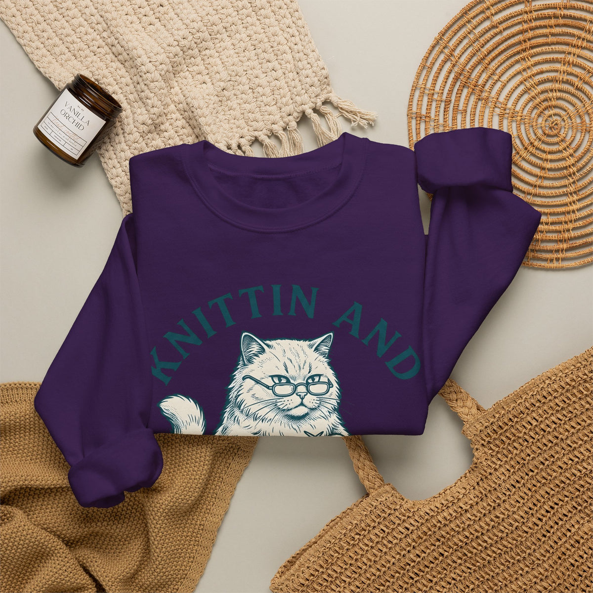 Kitten Crochet Sweatshirt Cat Craft Gift Women Sketch Sweatshirt Amigurumi Sweatshirt Cat Fan Crocheted Graphic Retro Wool Ball Sweatshirt