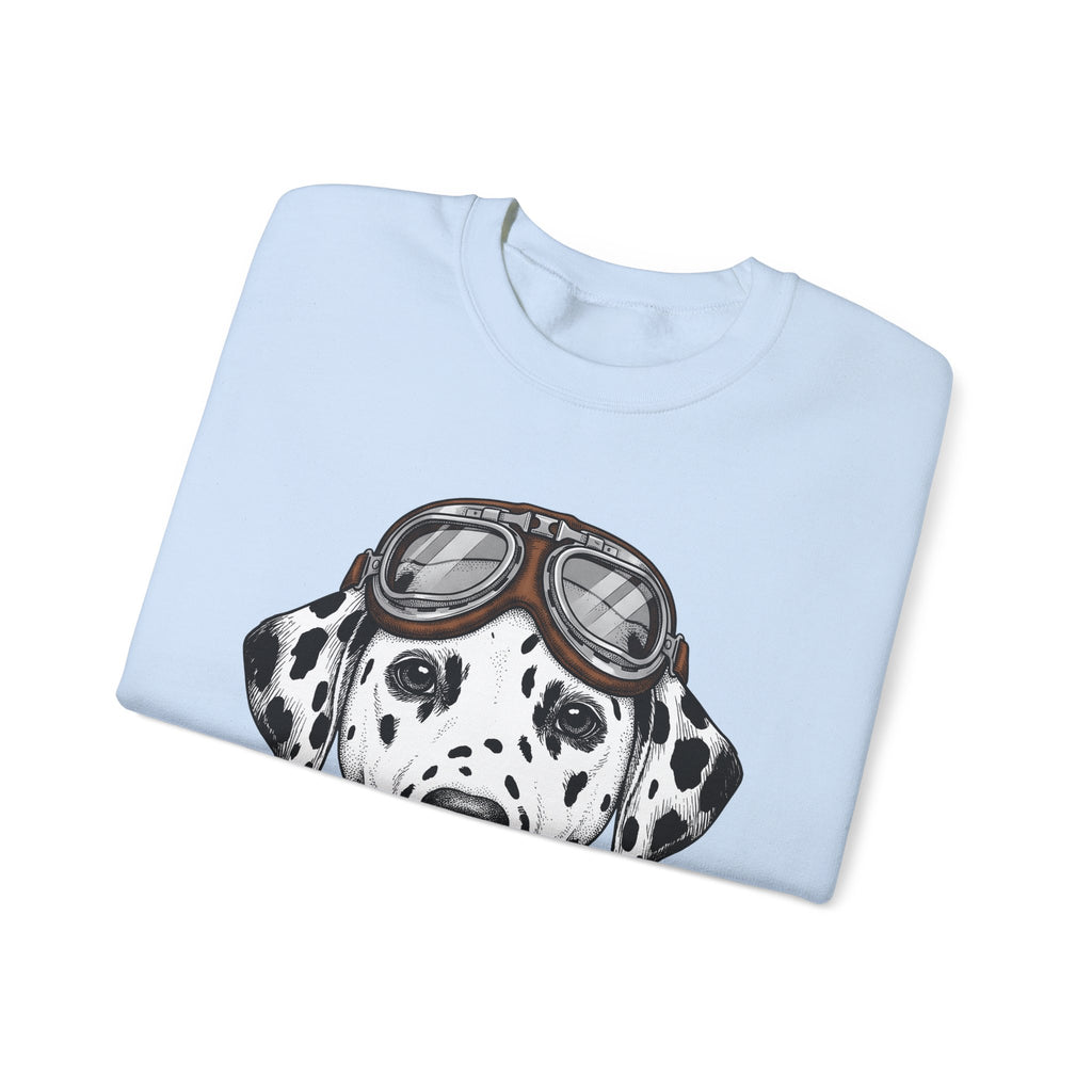 Dalmatian Puppy Sweatshirt Dog Pets Gift Women Line Art Sweatshirt Puppy Sweatshirt Dog Fan Dalmatian Sweatshirt Animal Graphic Retro Pilot Goggles Sweatshirt