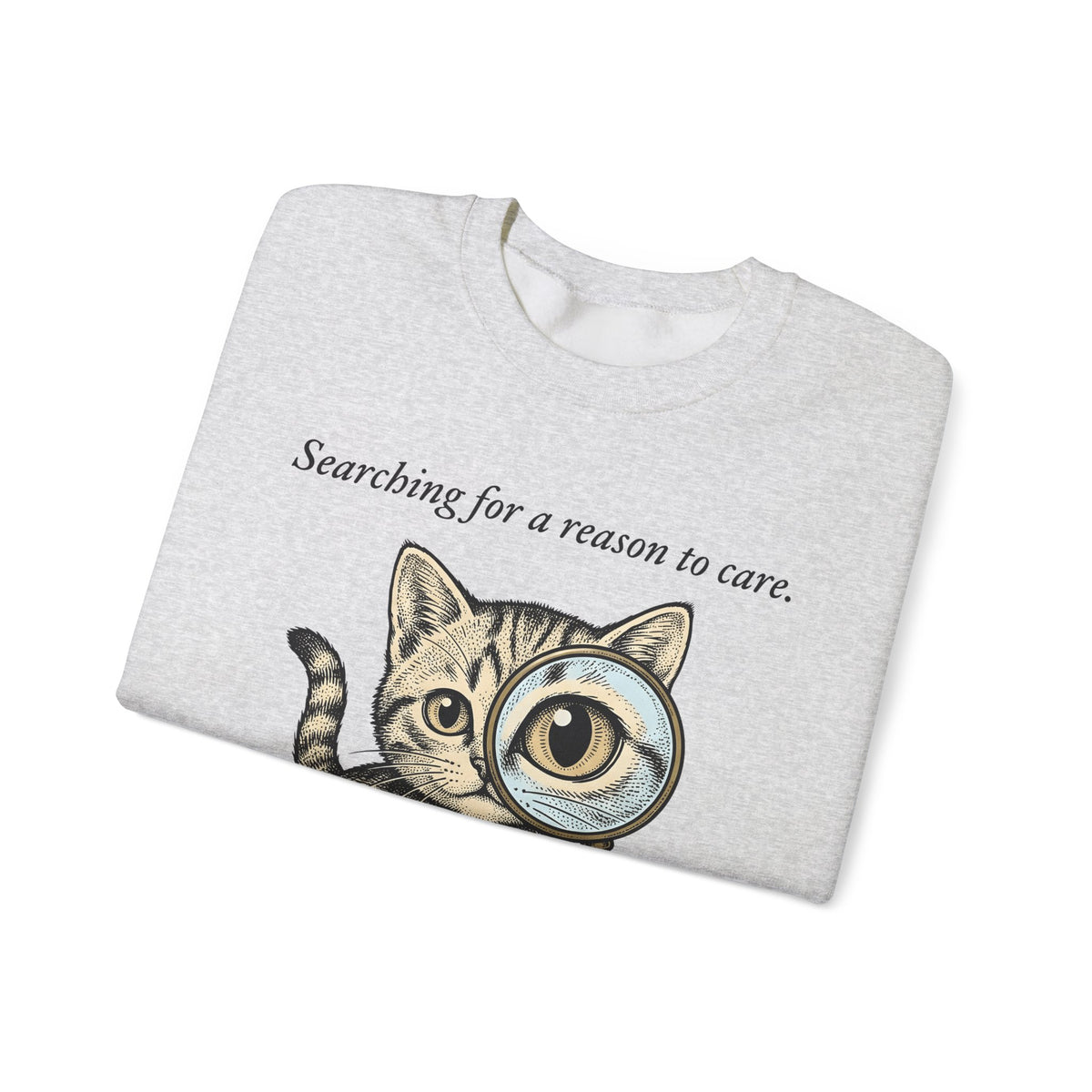 Tabby Cat Sweatshirt Cat Humor Gift Women Vintage Sweatshirt Kitty Sweatshirt Cat Fan Retro Sweatshirt Funny Graphic Hand Drawn Magnifying Glass Sweatshirt