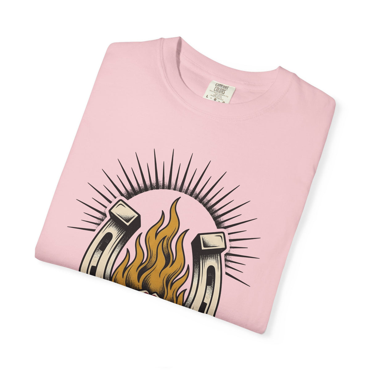 Horseshoe Blaze Rose T-Shirt Cowgirl Ranch Gift Women Classic Tattoo T-Shirt Rose Tattoo T-Shirt Cowgirl Fan Traditional Tattoo T-Shirt Farm