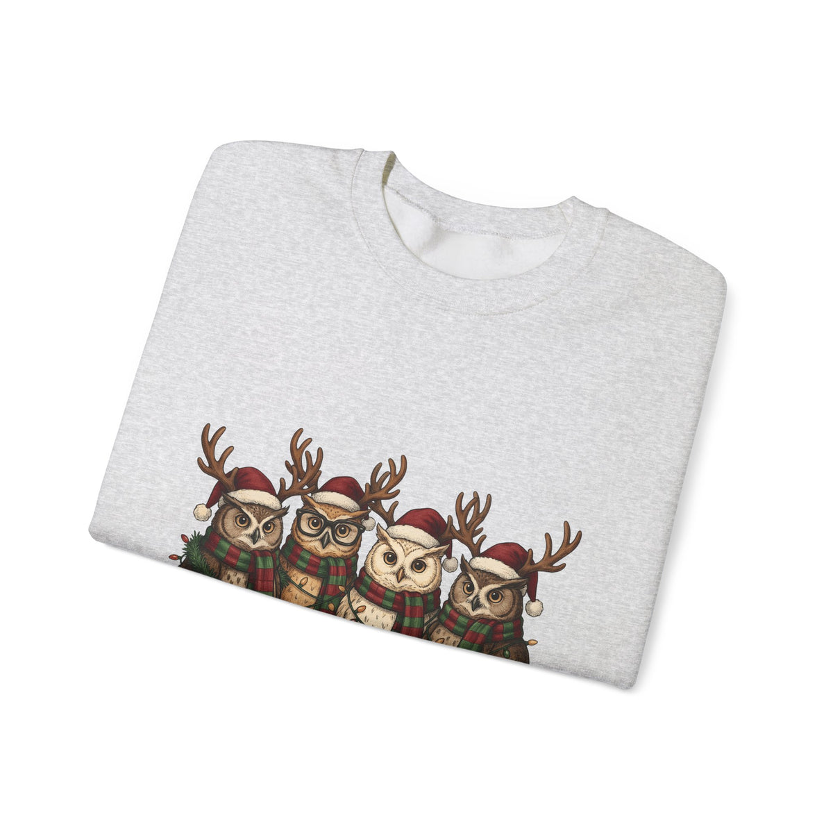 Owl Pack Sweatshirt Christmas Pets Gift Women Line Art Sweatshirt Owl Sweatshirt Xmas Fan Owl Hoot Graphic Illustration Led Lights Sweatshirt