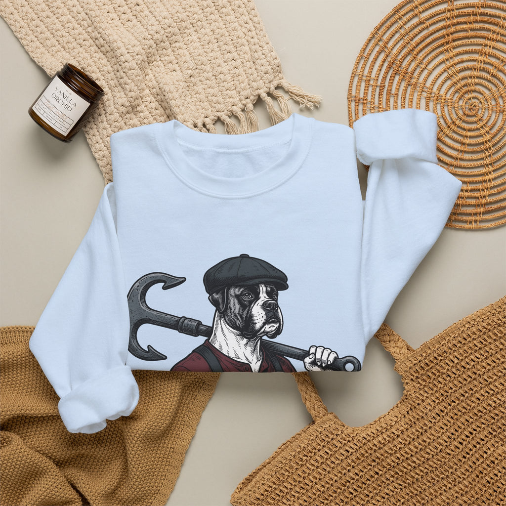 Boxer Hound Sweatshirt Dog Craftsman Gift Women Classic Sweatshirt Hound Dog Sweatshirt Dog Fan Vintage Sweatshirt Artisan Graphic Doodle Flat Hat Sweatshirt