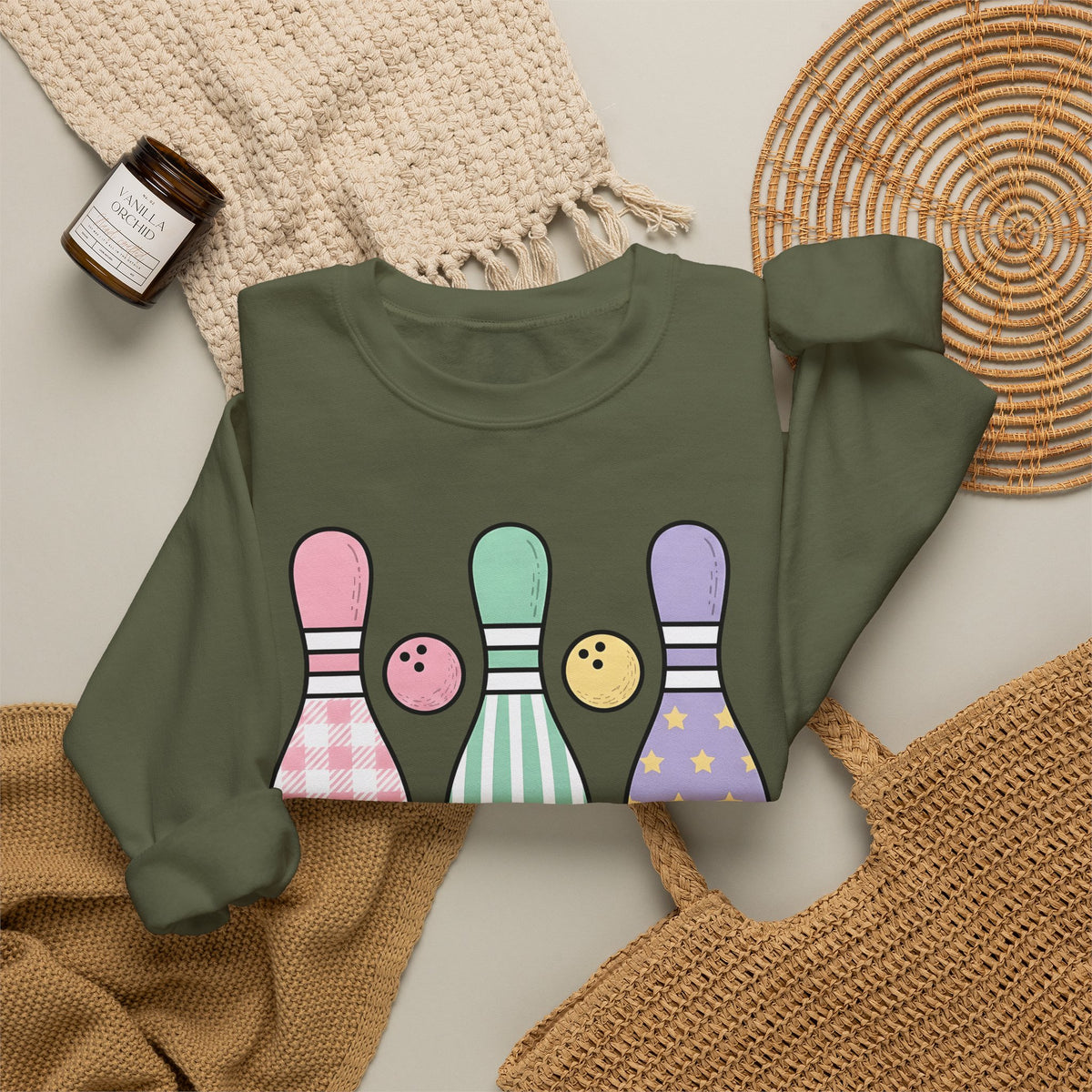 Bowling Pins Sweatshirt Bowling Activity Gift Women Line Art Sweatshirt Tenpins Sweatshirt Bowling Fan Bowling Illustrations Sweatshirt Marker Bowling Ball
