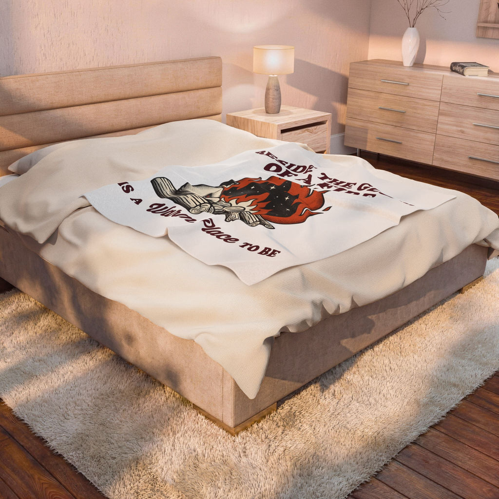 Campfire View Blanket Camping Adventure Gift Women Line Art Blanket Bonfire Blanket Camper Fan Minimalist Blanket Exploration Graphic Cartoon