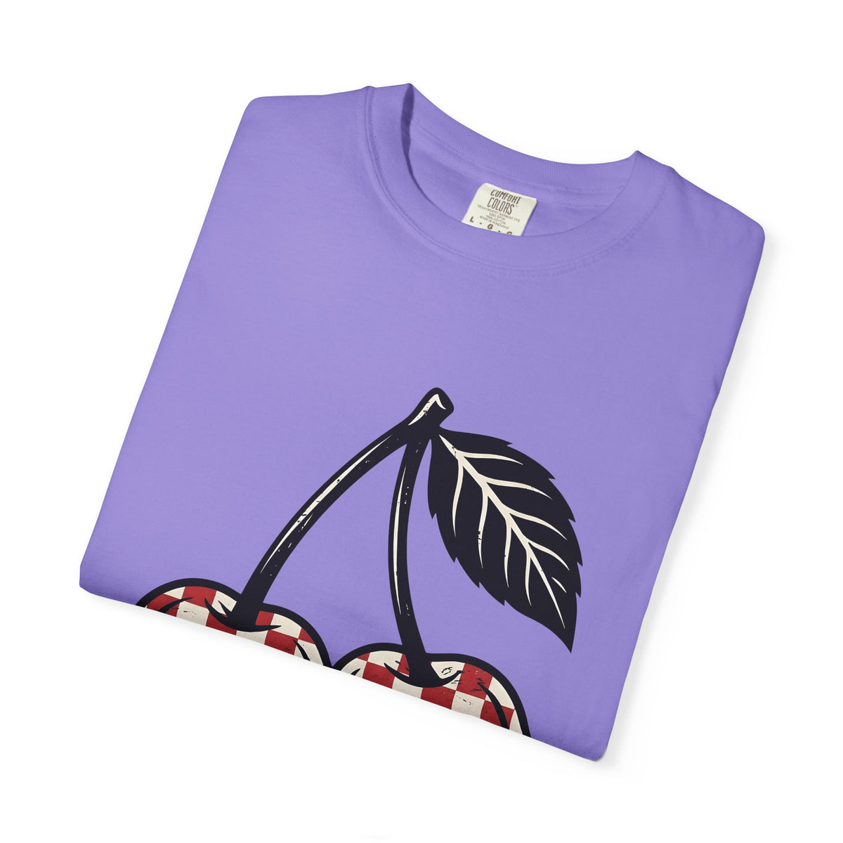 Cherry Illustration T-Shirt Moms Produce Gift Women Rustic T-Shirt Cherry T-Shirt Mother Fan Vintage T-Shirt Harvest Graphic Nostalgic Plaid Design