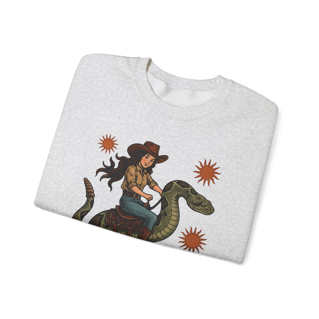 Cowgirl Serpent Sweatshirt Cowgirl Wildlife Gift Women Cowboy Sweatshirt Snake Sweatshirt Rodeo Fan Western Sweatshirt Animal Graphic Retro Sunshine Sweatshirt