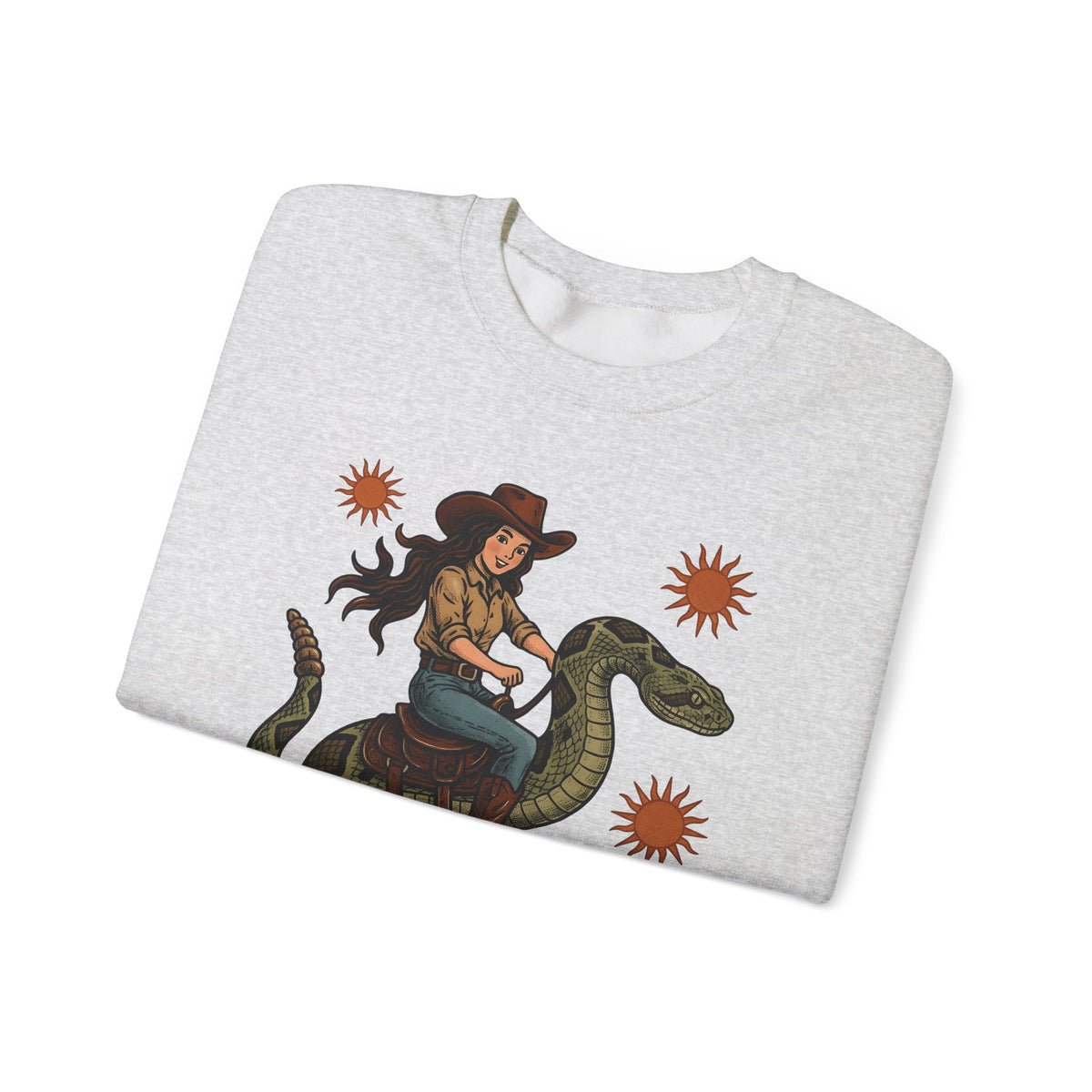 Cowgirl Serpent Sweatshirt Cowgirl Wildlife Gift Women Cowboy Sweatshirt Snake Sweatshirt Rodeo Fan Western Sweatshirt Animal Graphic Retro Sunshine Sweatshirt