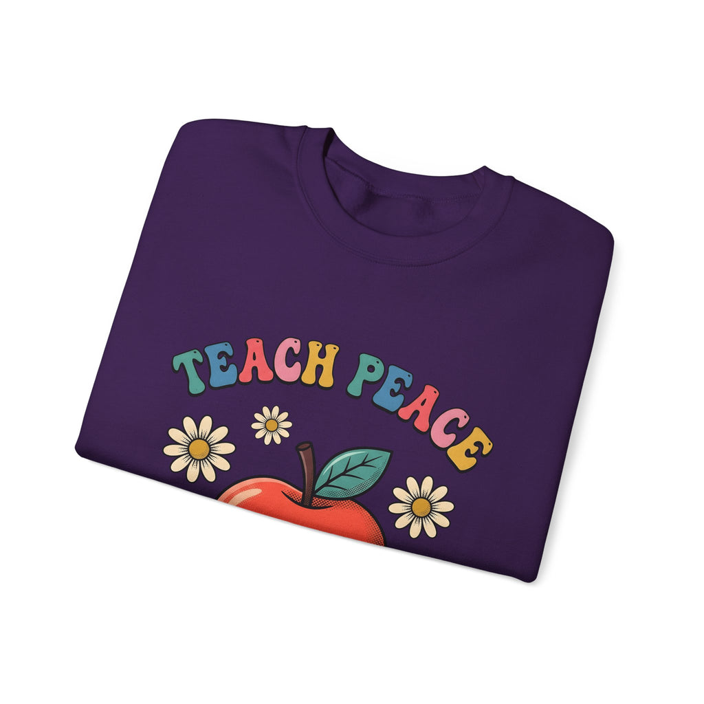 Happy Apple Sweatshirt Teachers Harmony Gift Women Comic Sweatshirt Fruit Sweatshirt Educator Enthusiast Cartoon Sweatshirt Balance Graphic Vintage Wildflowers