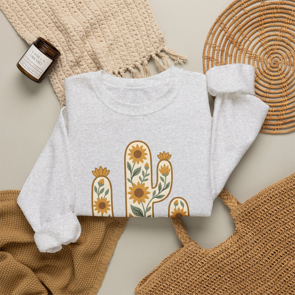 Prickly Flower Sweatshirt Cowgirl Cowboy Gift Women Vintage Sweatshirt Thorn Sweatshirt Rancher Fan Retro Sweatshirt Rodeo Graphic Sketch Sunflower Sweatshirt