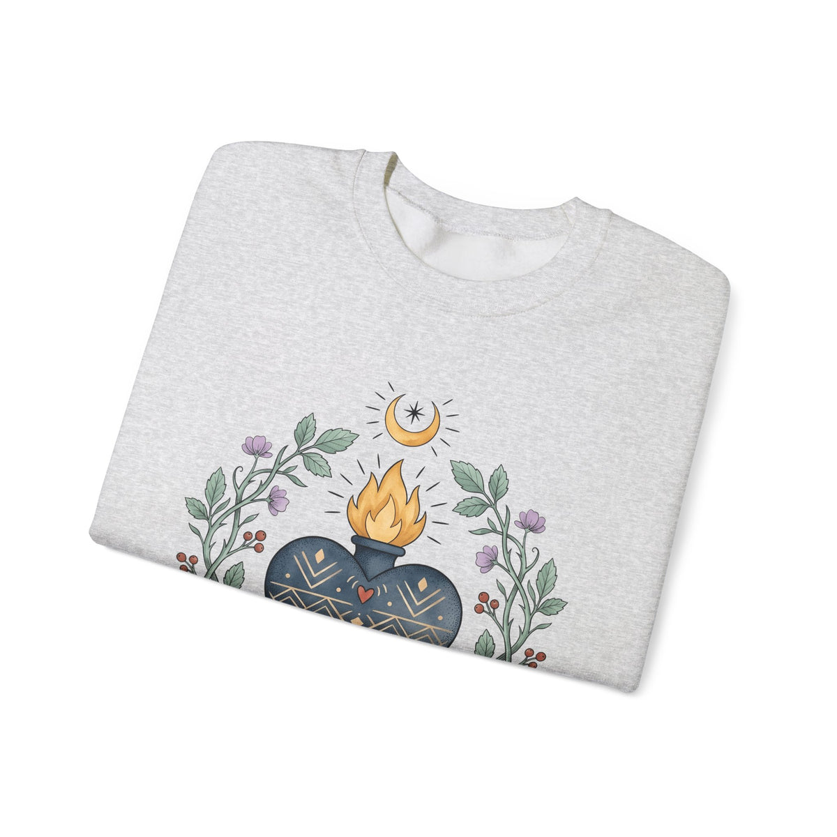 Sacred Heart Sweatshirt Boho Chic Spiritual Gift Women Folk Art Sweatshirt Heart Sweatshirt Hippie Enthusiast Primitive Sweatshirt Mystical Graphic Vintage