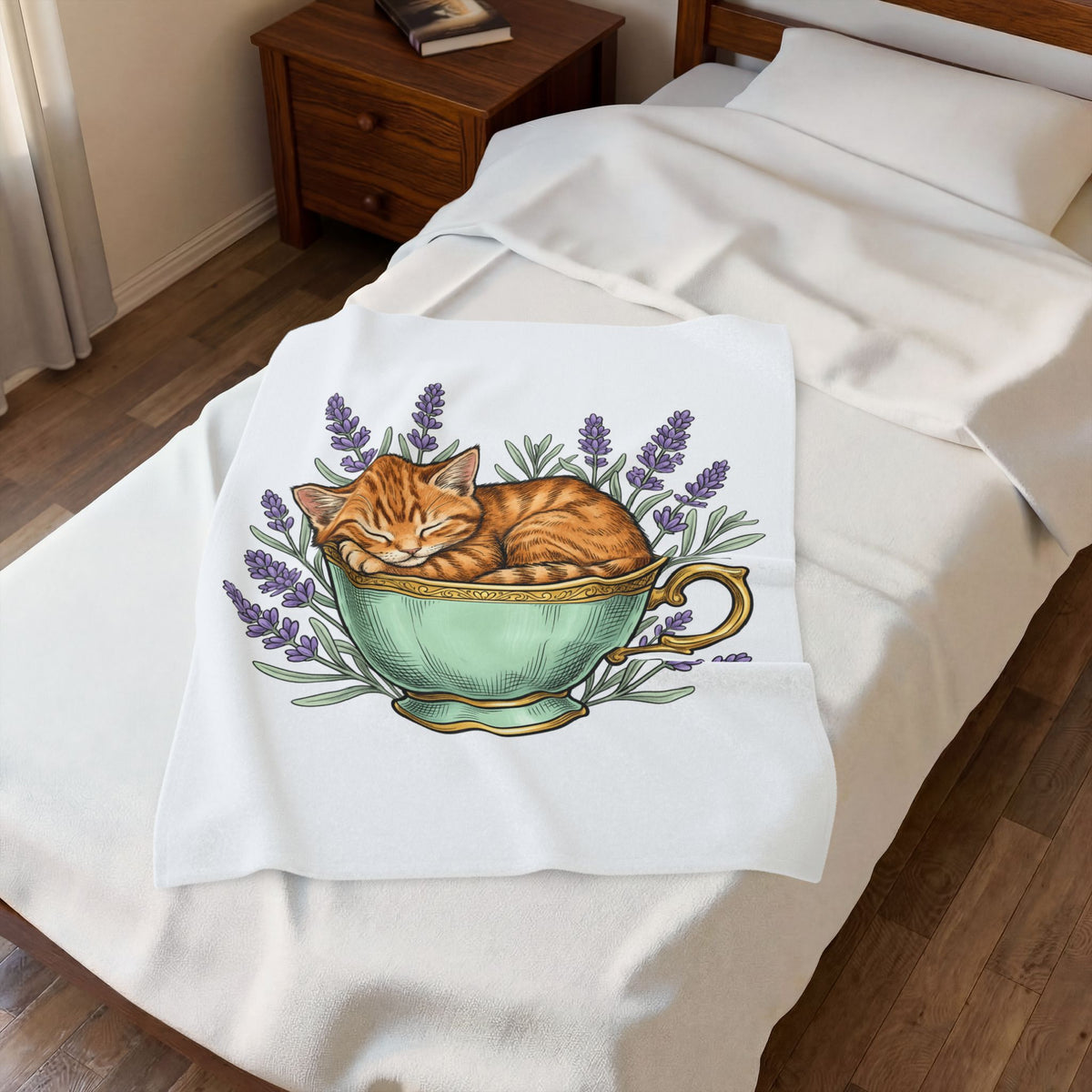 Kitten Cup Blanket Cat Garden Gift Women Line Art Blanket Cat Blanket Blanket Cat Fan Feline Graphic Blanket Floral Design Hand Painted Flower Blanket