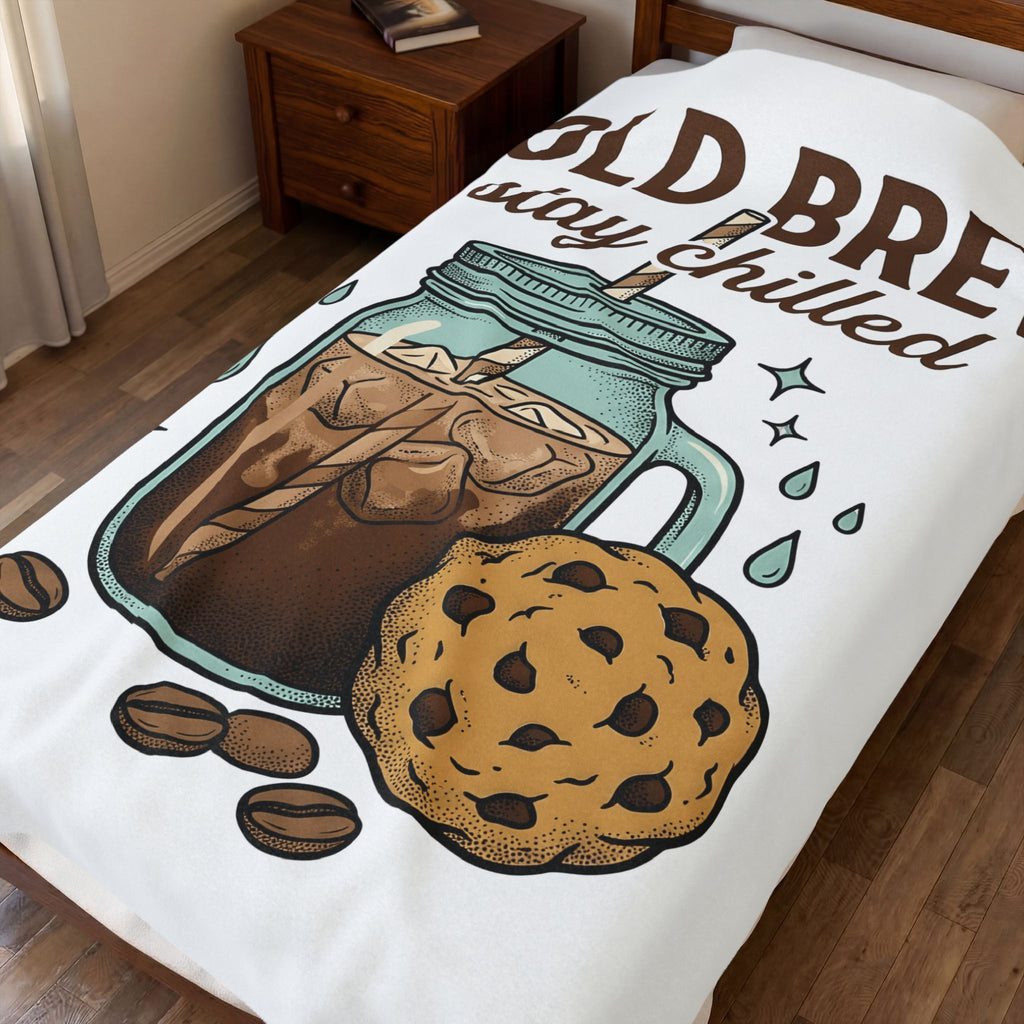 Iced Coffee Cookie Blanket Coffee Foodie Gift Women Hand Drawn Blanket Coffee Cookie Blanket Coffee Fan Illustrated Blanket Food Graphic Vintage