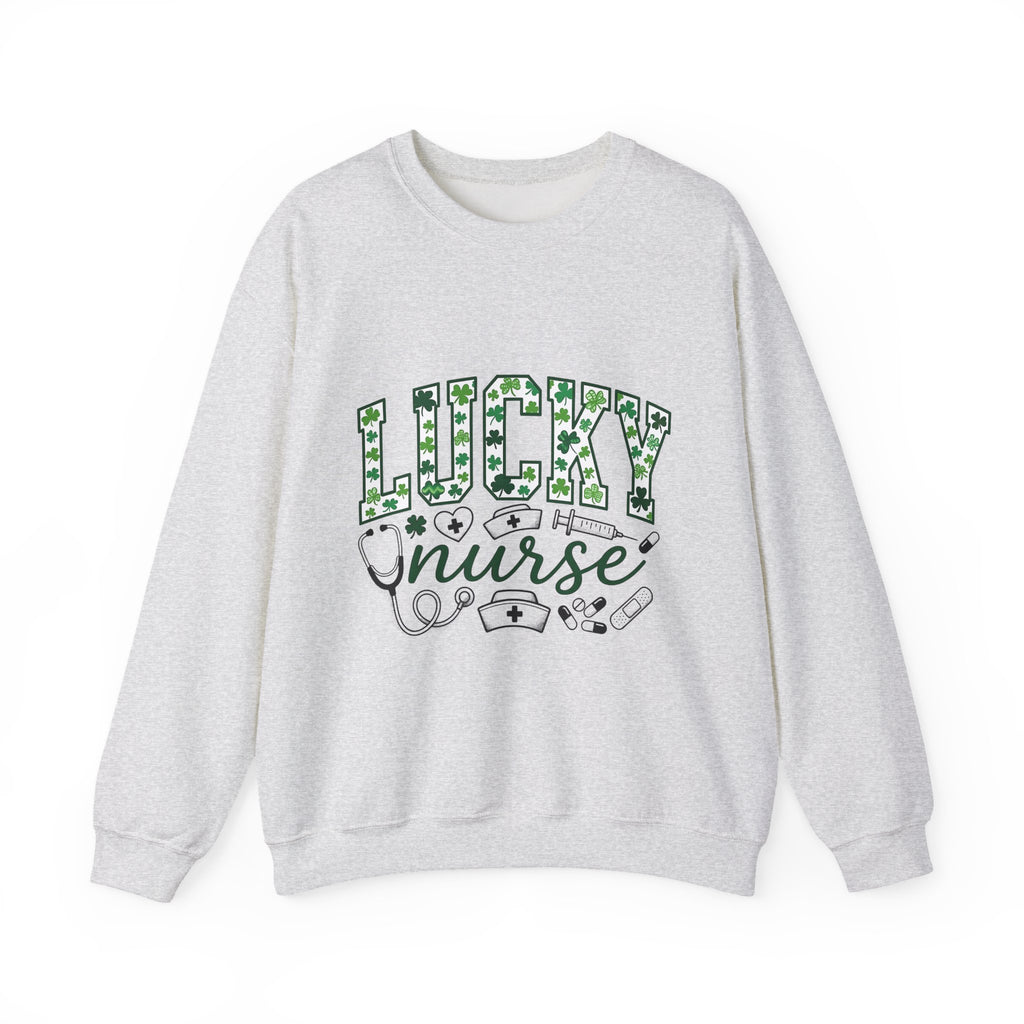 Clover Nurse Cap Sweatshirt Nurse Irish Celebration Gift Women Graphic Design Sweatshirt Nurse Hat Sweatshirt Nursing Enthusiast Nurse Uniform Sweatshirt St