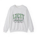 Clover Nurse Cap Sweatshirt Nurse Irish Celebration Gift Women Graphic Design Sweatshirt Nurse Hat Sweatshirt Nursing Enthusiast Nurse Uniform Sweatshirt St