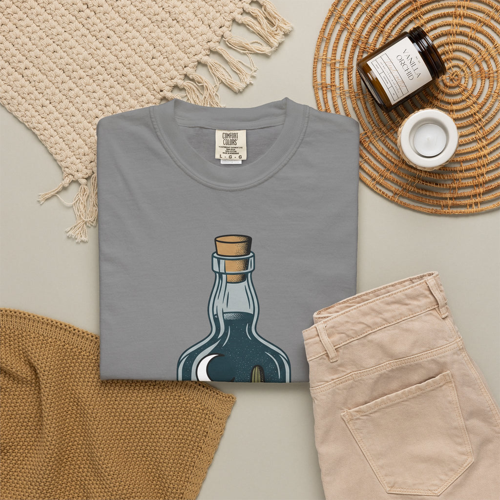 Desert Bottle T-Shirt Cowgirl Ranch Gift Women Illustrative Tattoo T-Shirt Canteen T-Shirt Cowboy Fan Tattooed T-Shirt Farm Graphic Hand Drawn Moon
