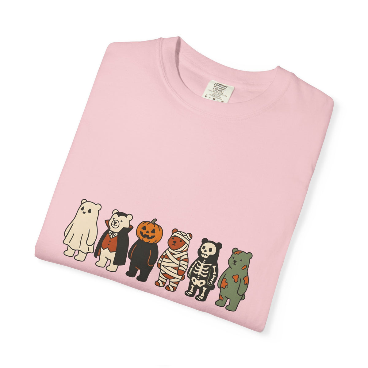 Bear Outfit T-Shirt Halloween Wildlife Gift Women Comic T-Shirt Teddy T-Shirt Halloween Fan Cartoon T-Shirt Animal Graphic Chibi Jack-O-Lantern
