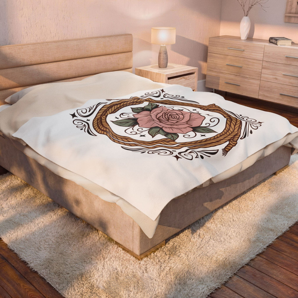 Bloom Rope Blanket Cowgirl Garden Gift Women Indie Blanket Braided Rope Blanket Rodeo Fan Handmade Blanket Floral Graphic Classic Twinkles Blanket