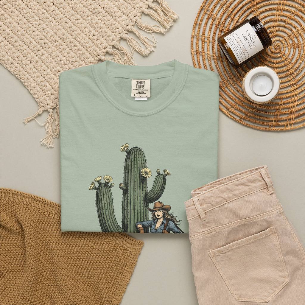 Cowgirl Cactus Cowgirl Ranch Gift Western Prickly Pear Cowboy Fan Rodeo Farm Vintage Saddle T-Shirt