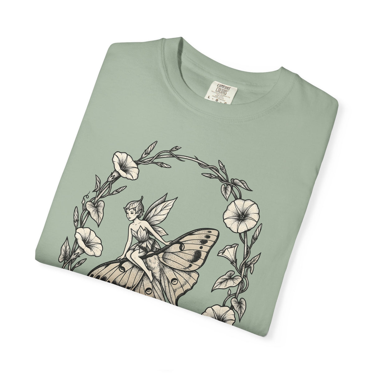 Butterfly Fairy T-Shirt Fairy Mythical Gift Women Nature T-Shirt Fairy T-Shirt Fae Fan Earthy T-Shirt Magical Graphic Antique Wreath T-Shirt