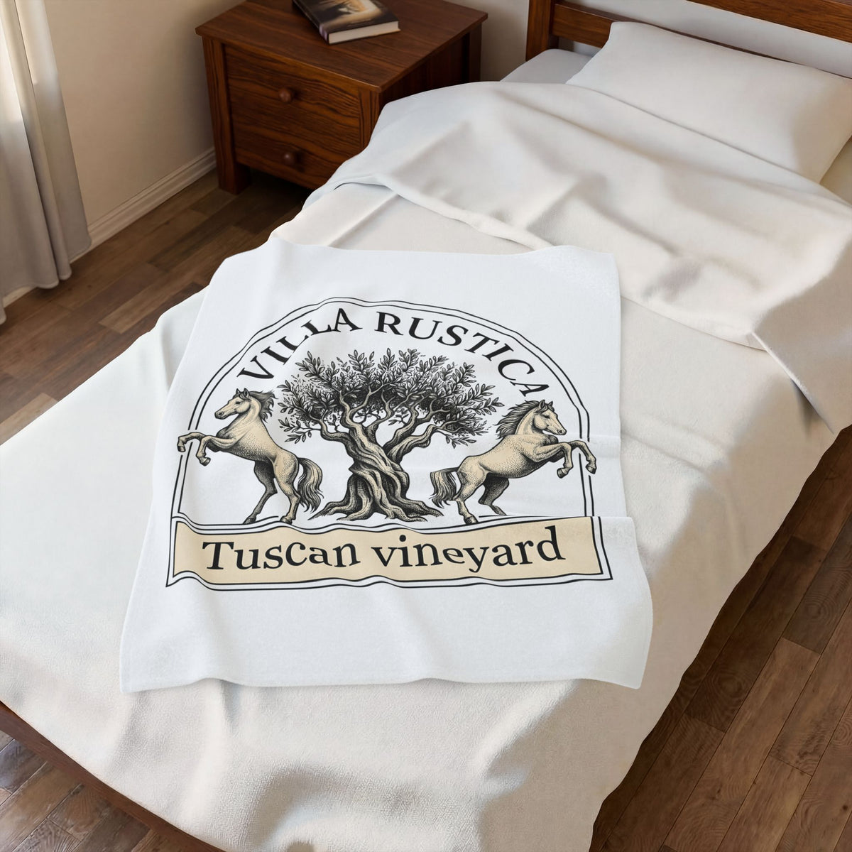 Horse Tree Blanket Vineyard Equestrian Gift Women Vintage Blanket Equine Blanket Winery Enthusiast Retro Blanket Horseback Graphic Hand Drawn Olive