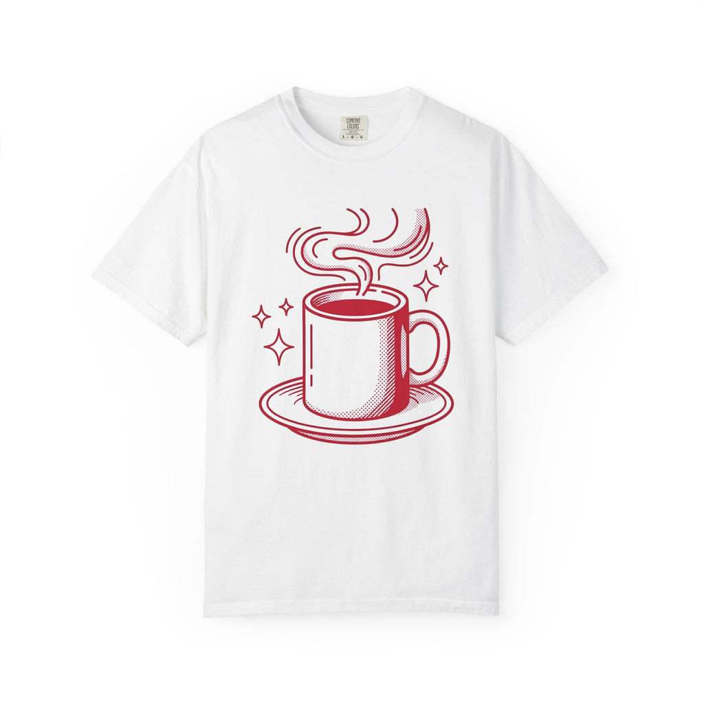Coffee Cup T-Shirt St. Valentine's Day Coffee Gift Women Pop Art T-Shirt T-Shirt T-Shirt Valentine Fan Pop Art T-Shirt Coffee Design Retro Stars T-Shirt